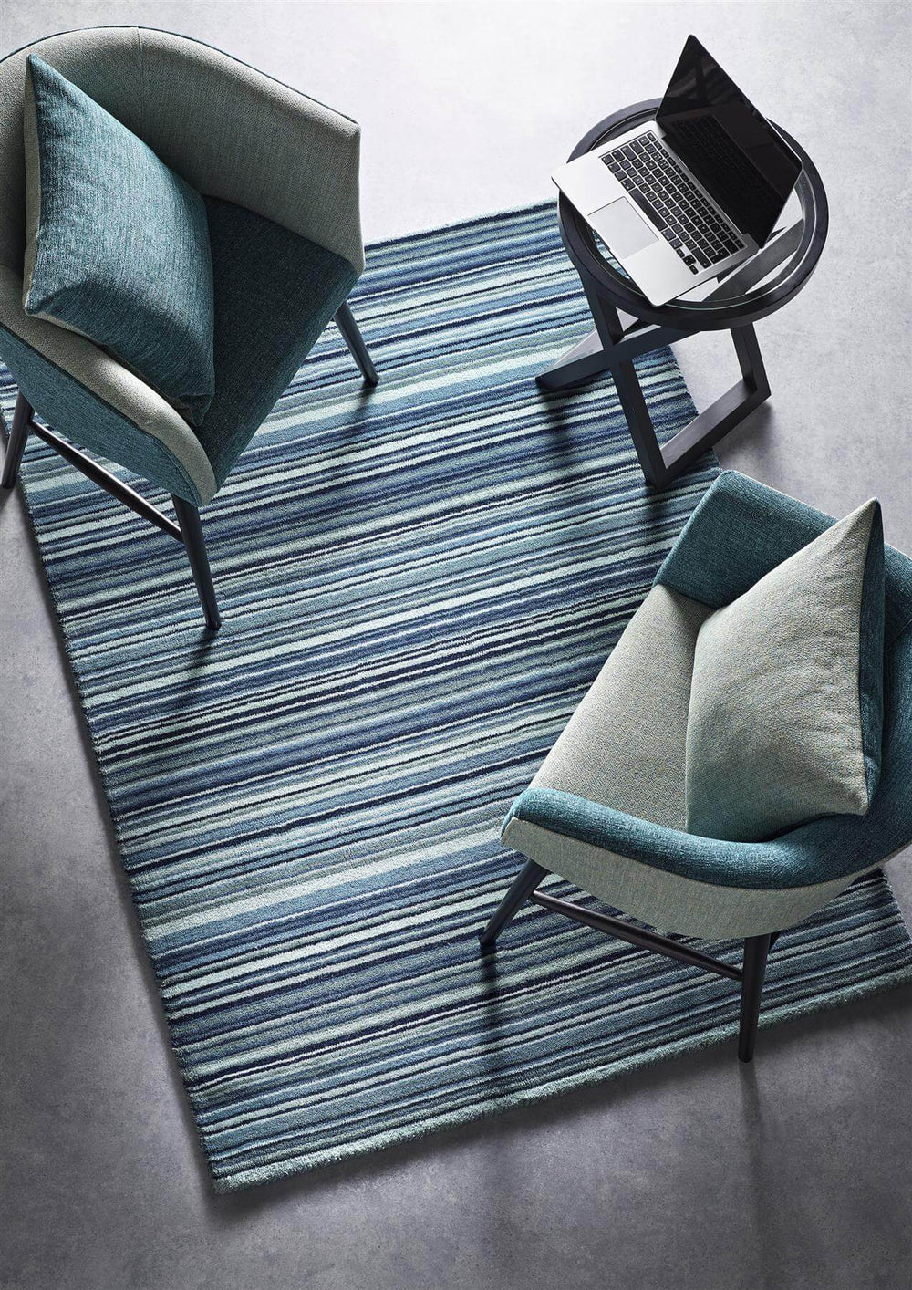 Fine Stripes Blue Wool Rug |Sustainable Home Decor |The Rugs