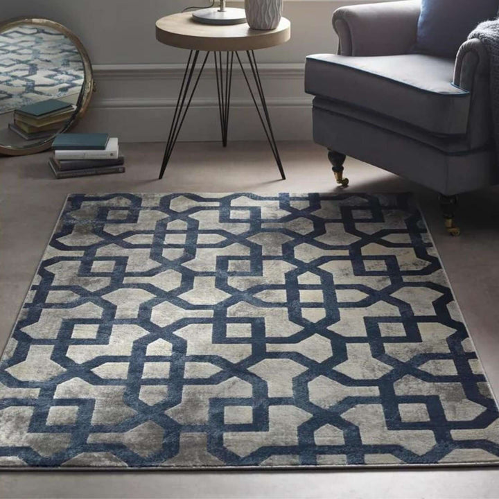 Shop Avanti Navy Moroccan Rug | Modern Geometric Design