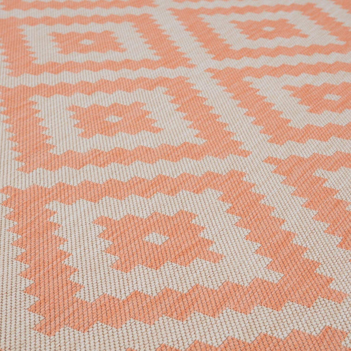 Diamond Design Orange Outdoor Rug | Weather-Proof | The Rugs