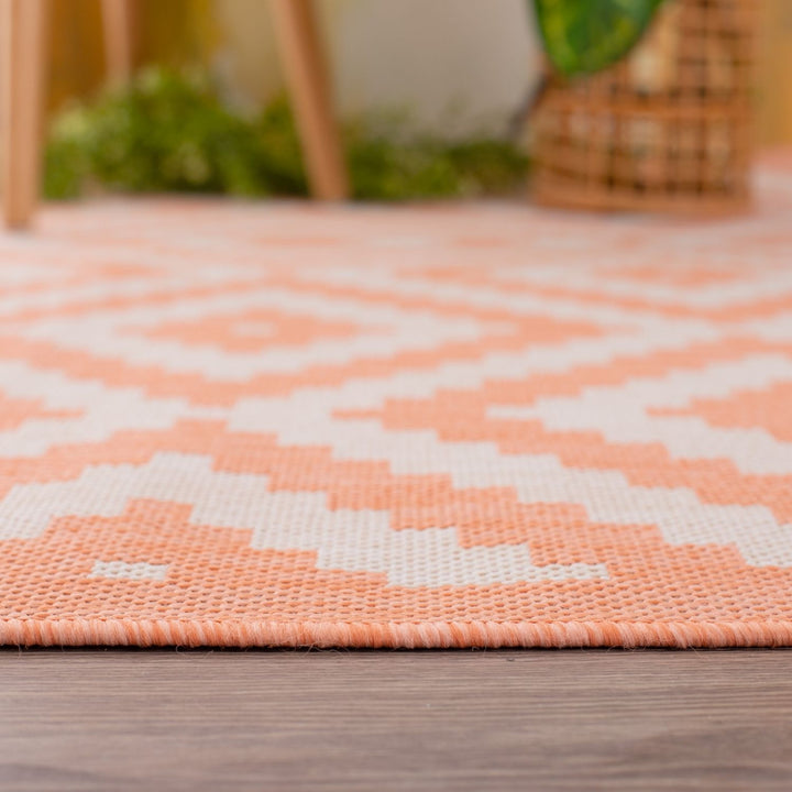 Diamond Design Orange Outdoor Rug | Weather-Proof | The Rugs
