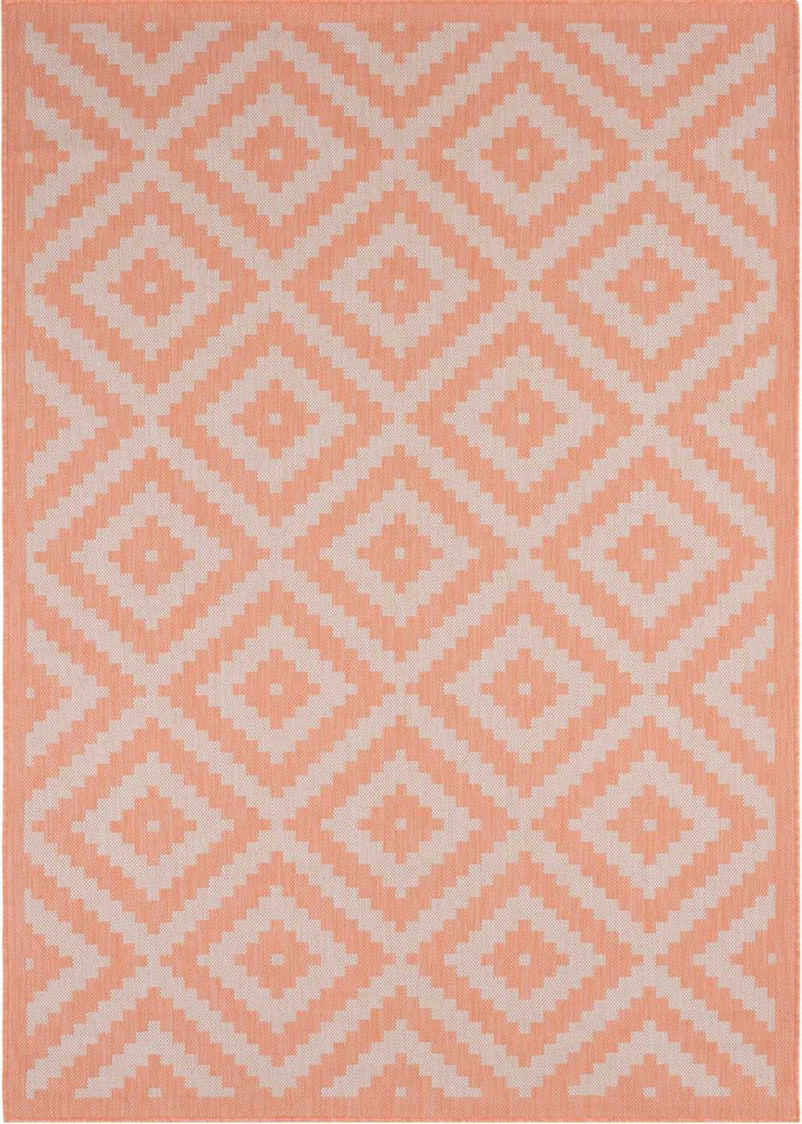 Diamond Design Orange Outdoor Rug | Weather-Proof | The Rugs