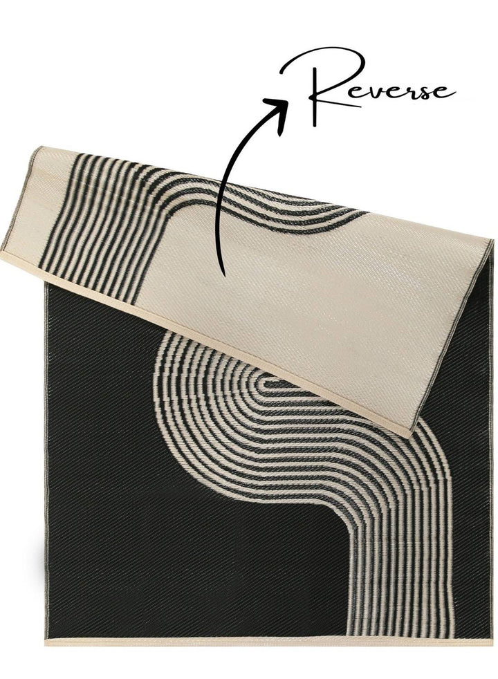 Urban Outdoor Rug Black & Beige | Geometric Design |The Rugs