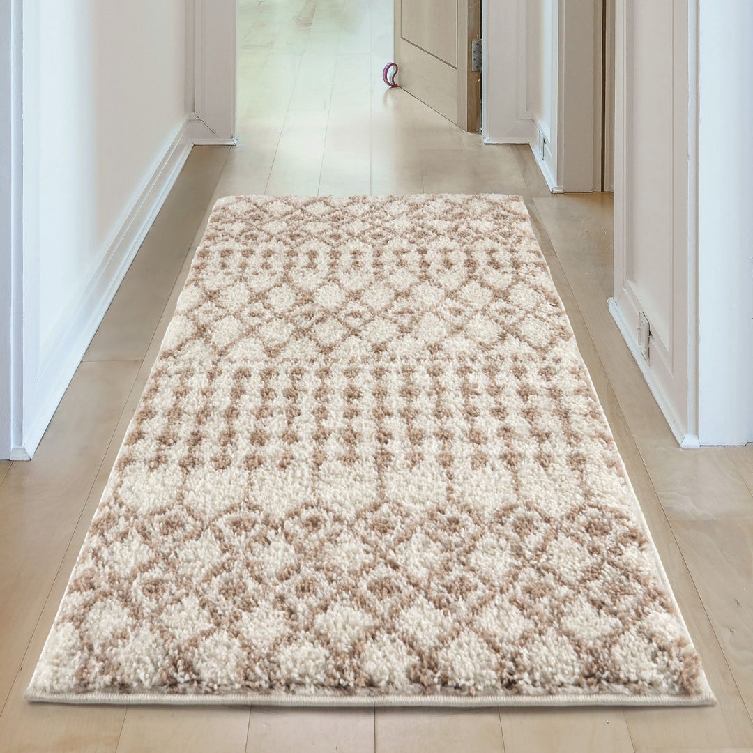 Moroccan shaggy Beige Ivory Rug Thick pile easy to clean