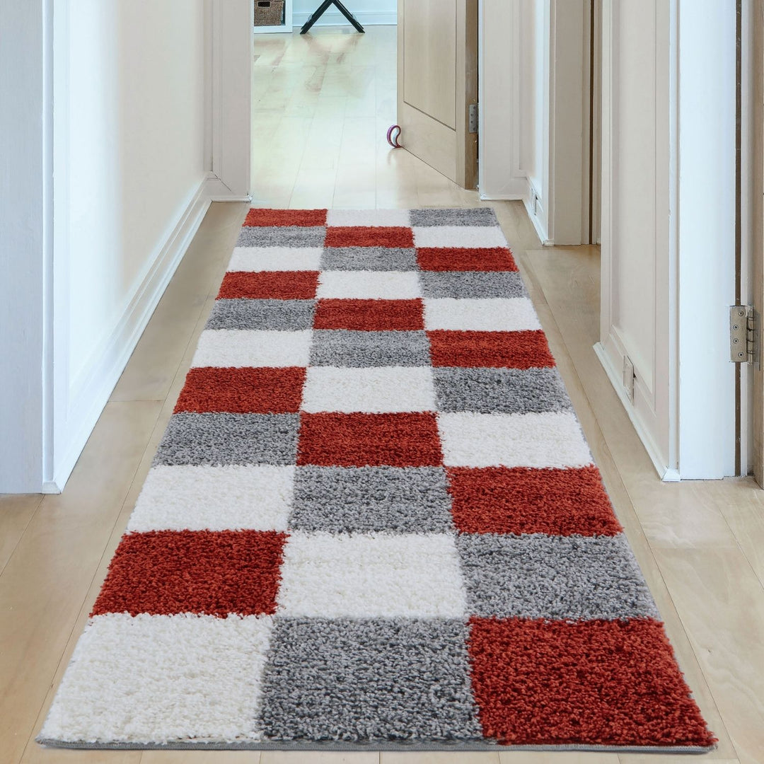 Geometric Design Thick Shaggy Area Rugs Terra