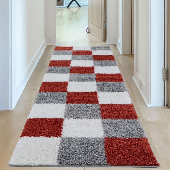 Geometric Design Thick Shaggy Area Rugs Terra