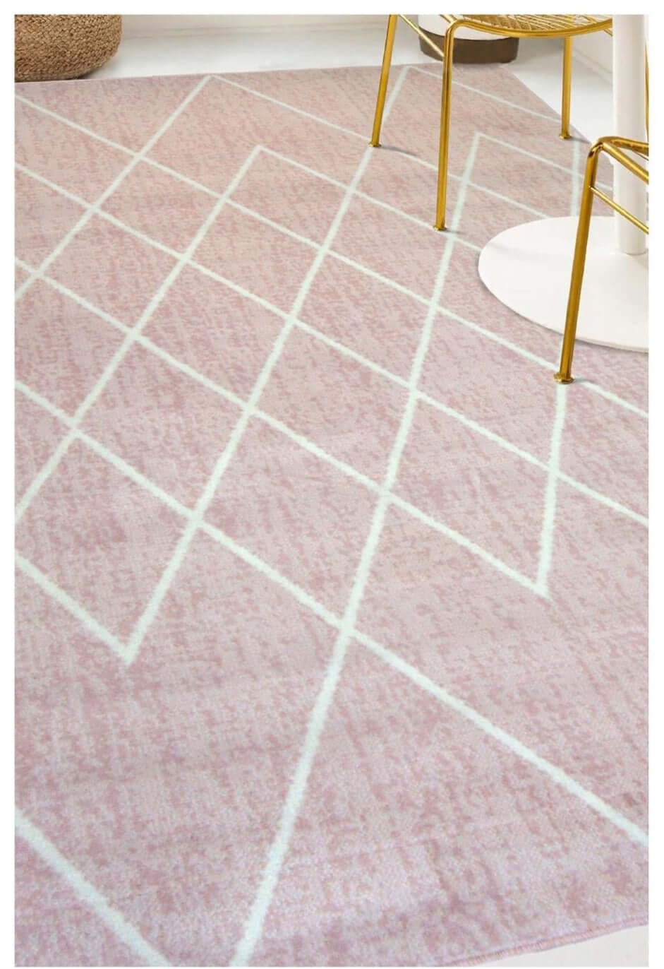 Berber Design Living Room Rug in Pink – The Rugs