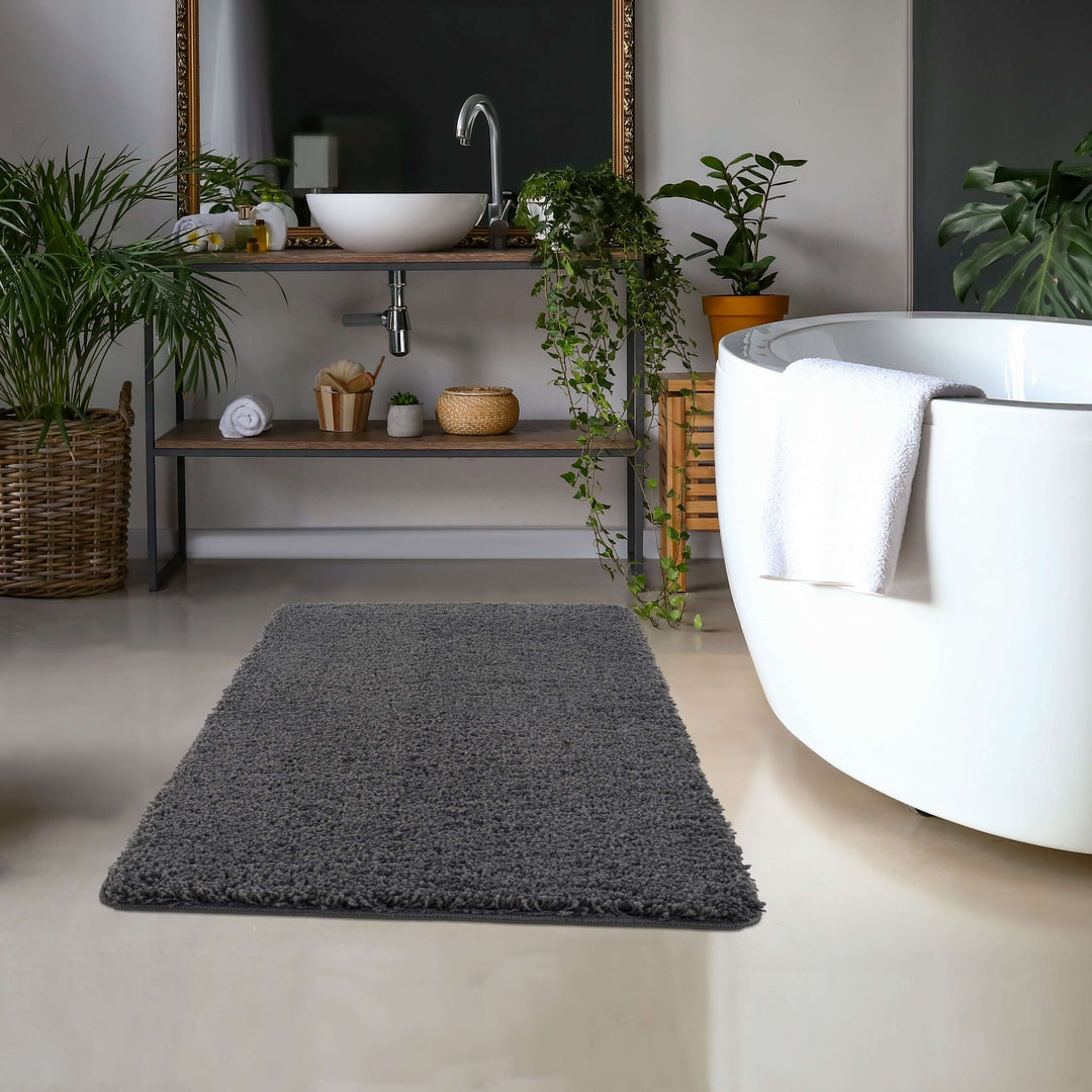 Washable Charcoal Shaggy Rug | British-Made Luxury |The Rug