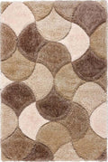 3D Carved Beige Rug Geometric Design