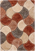 3D Carved Orange Rug Geometric Design