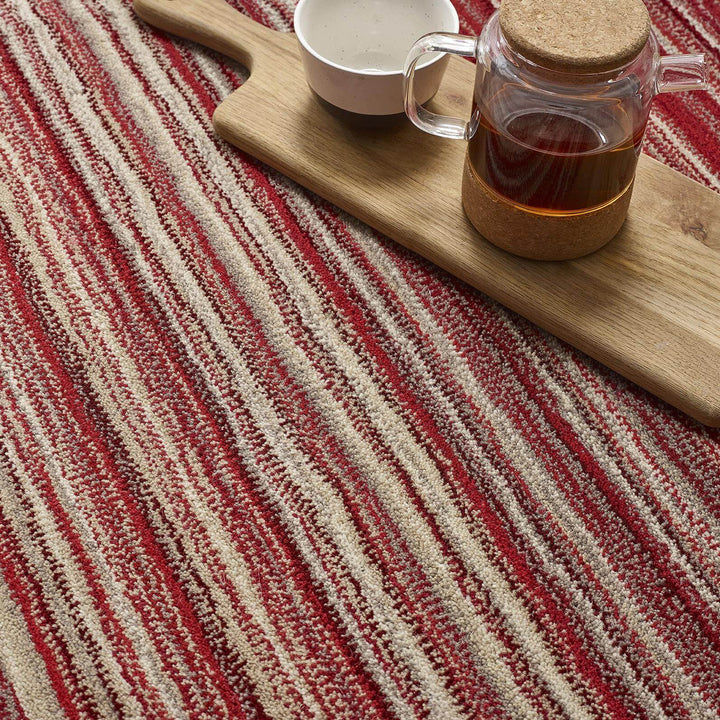 Fine Stripes Red Wool Rug | Sustainable & Stain Resistant