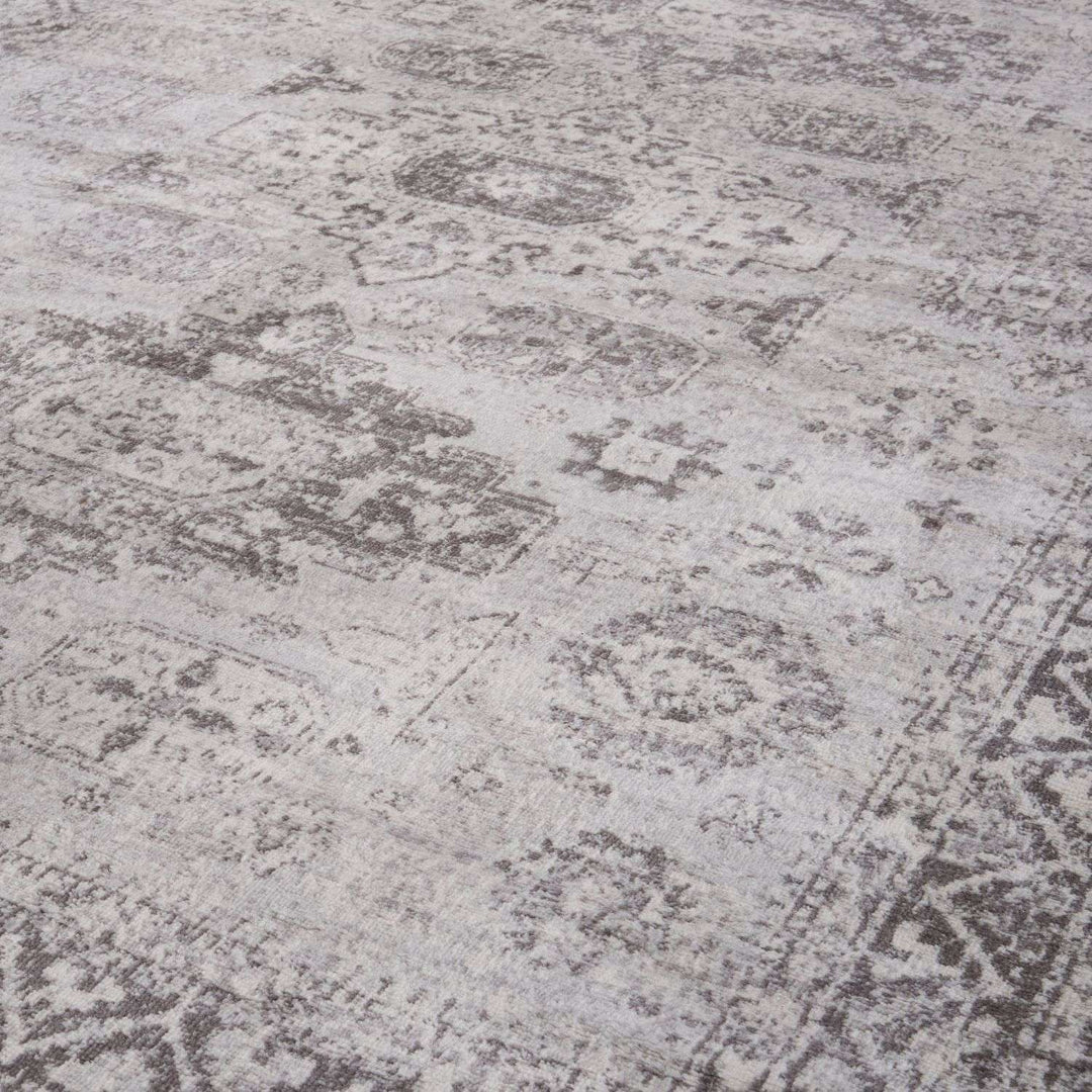 Grey Oriental Design Living Room Rug