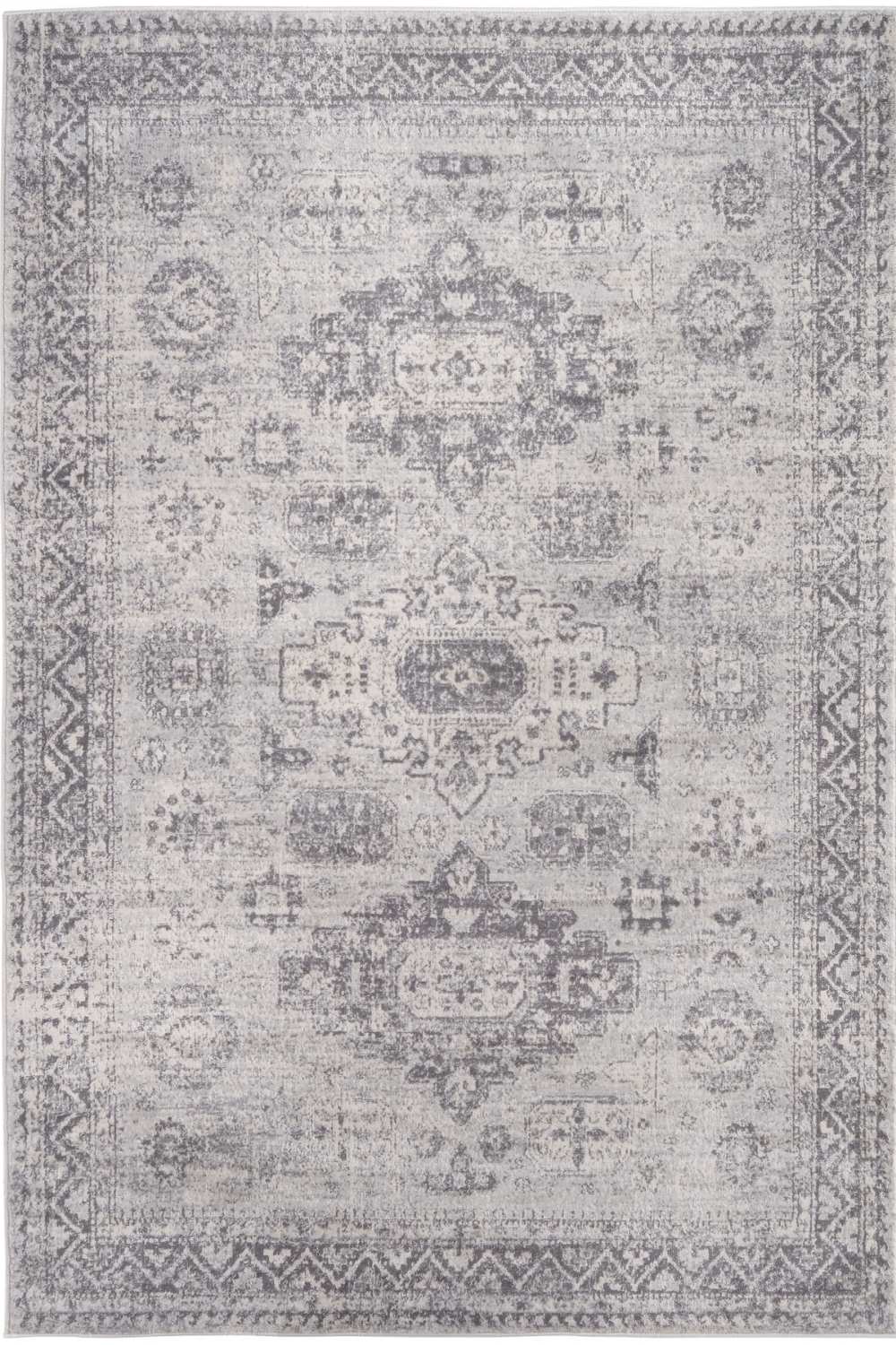 Grey Oriental Design Living Room Rug