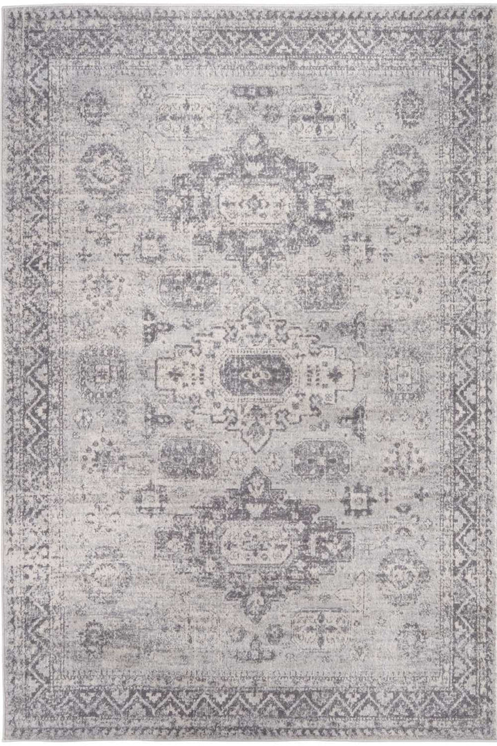 Grey Oriental Design Living Room Rug