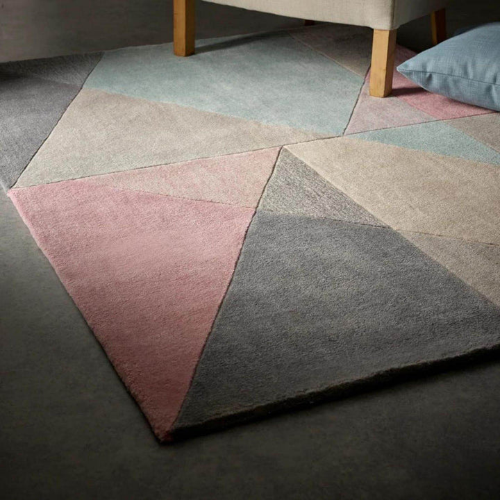 Trio Multi Pastel Geometric Rug |Modern Abstract Floor Decor