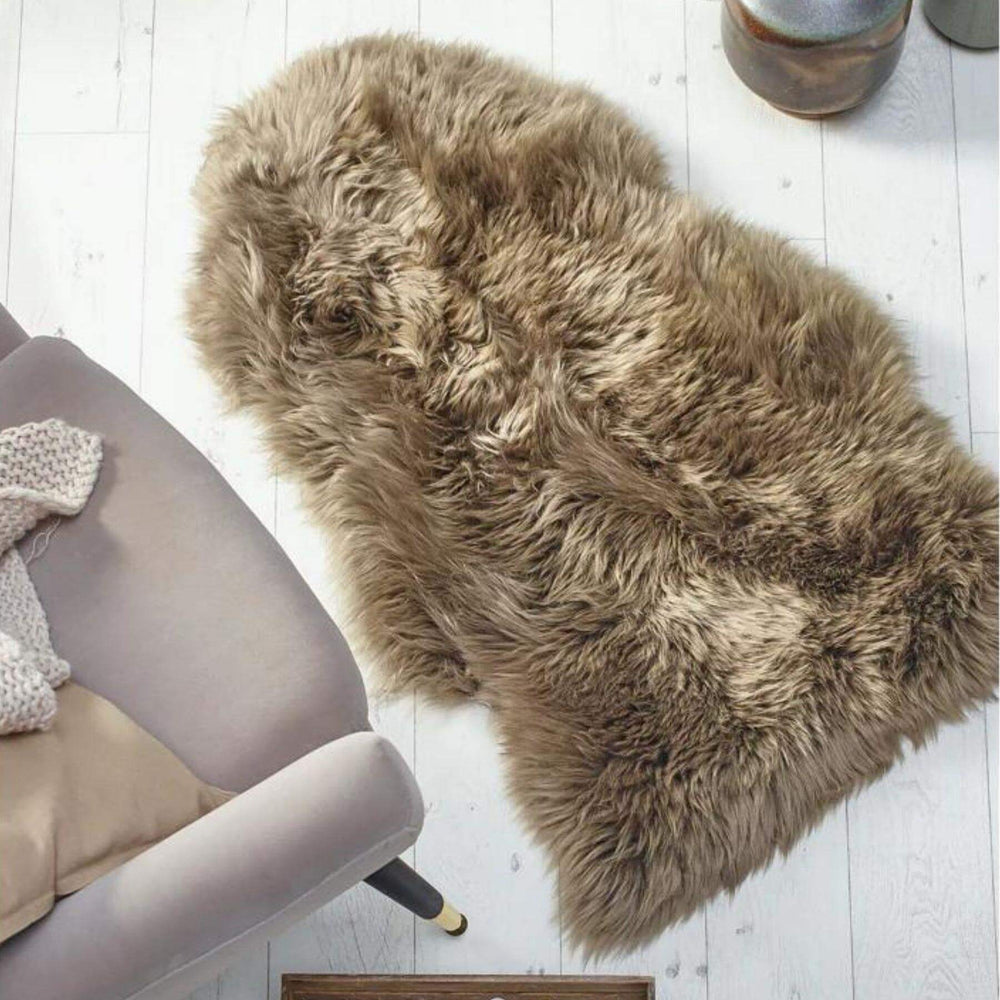 Genuine Khaki/Taupe Sheepskin Faux Fur Rug – The Rugs