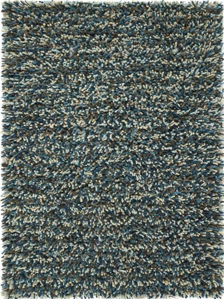 Rocks Blue Shaggy Pile Wool Rug | Luxurious Decor | The Rugs