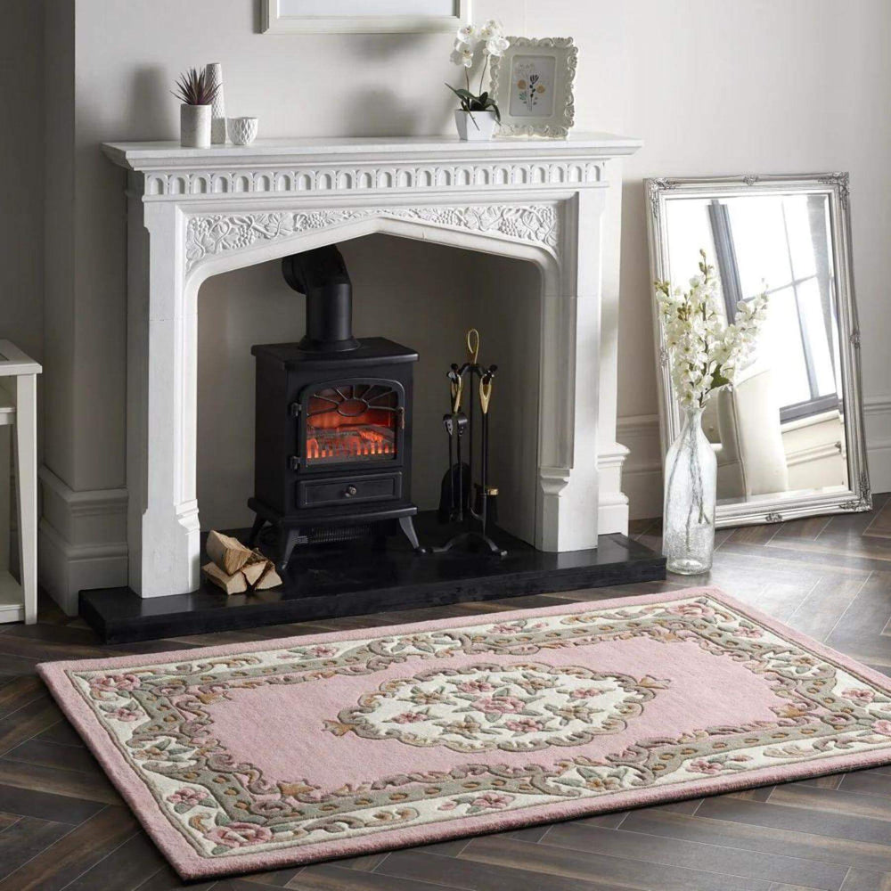 Shensi Pink Medallion Rug | Traditional Hand-Tufted Wool Rug