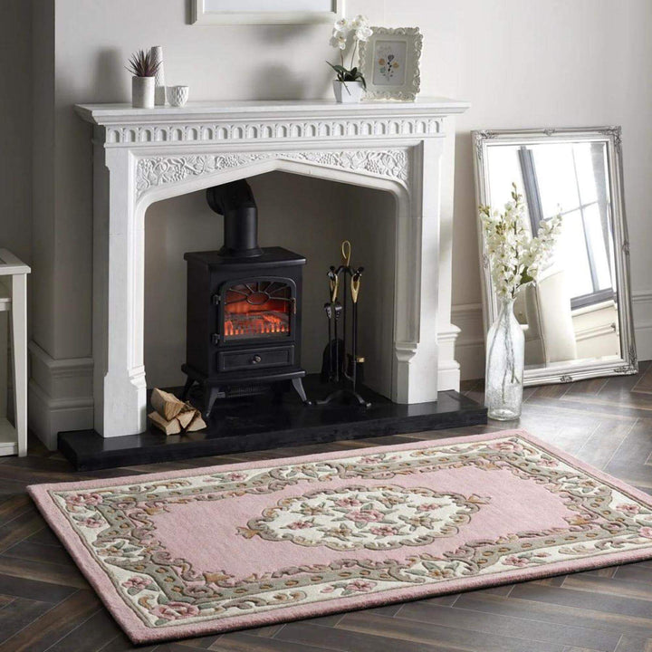 Shensi Pink Medallion Rug | Traditional Hand-Tufted Wool Rug
