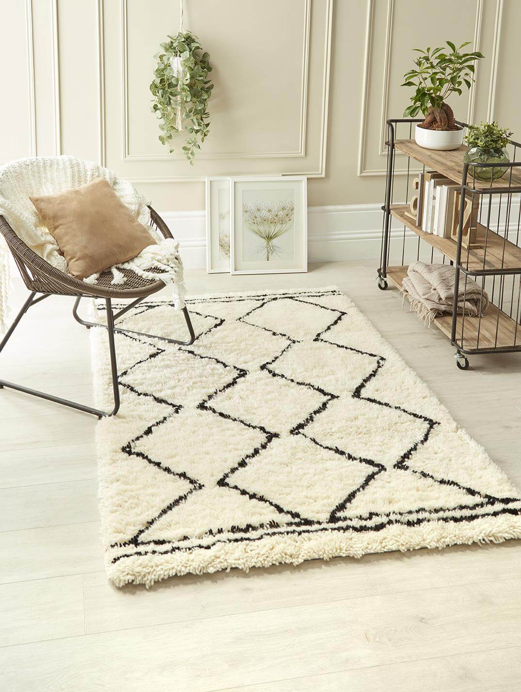 Berber Cream/Black Wool Shaggy Rug – The Rugs