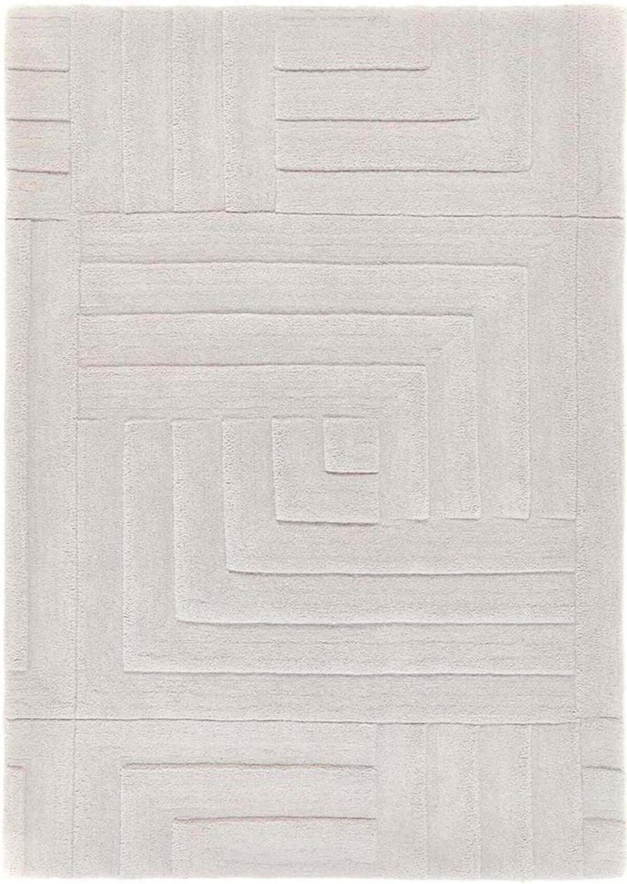 Maze Grey Geometric Wool Rug | Artisan-Crafted | The Rugs