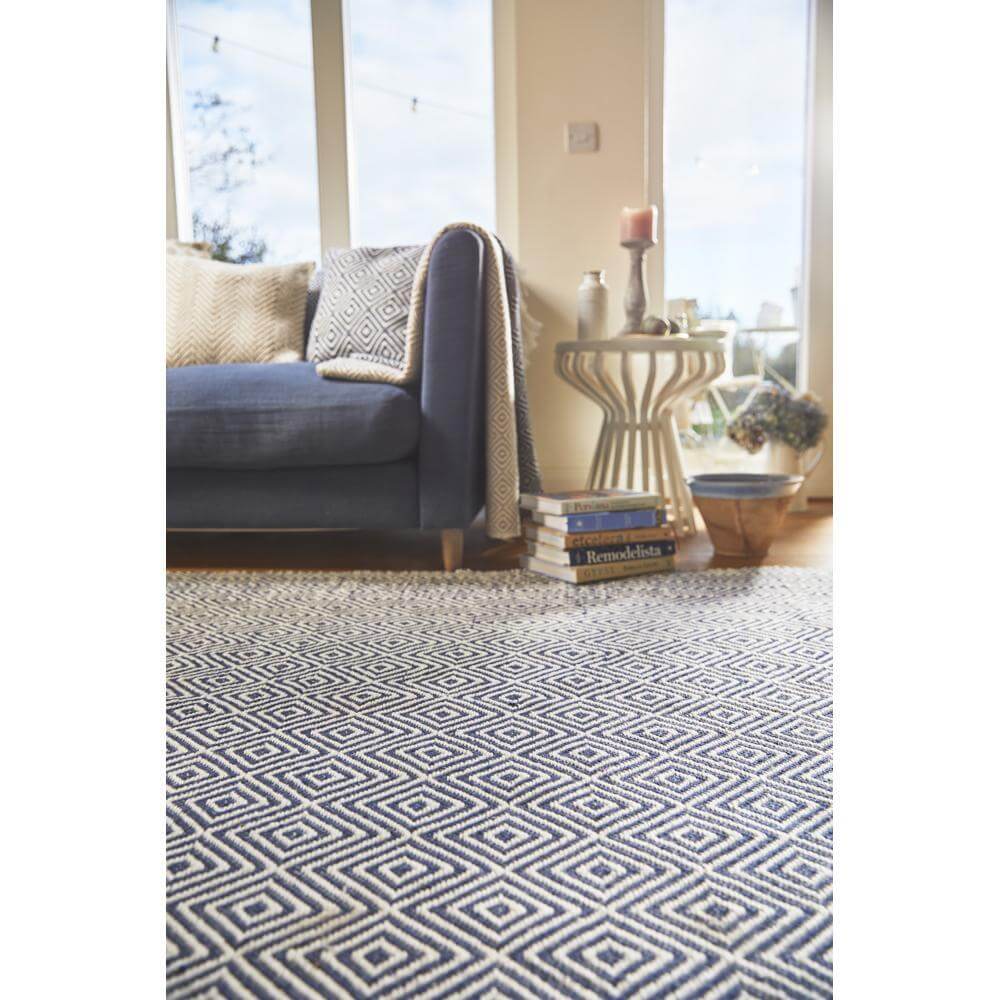 Diamond Navy Hand-woven Rug | Eco-Friendly Luxury | The Rugs