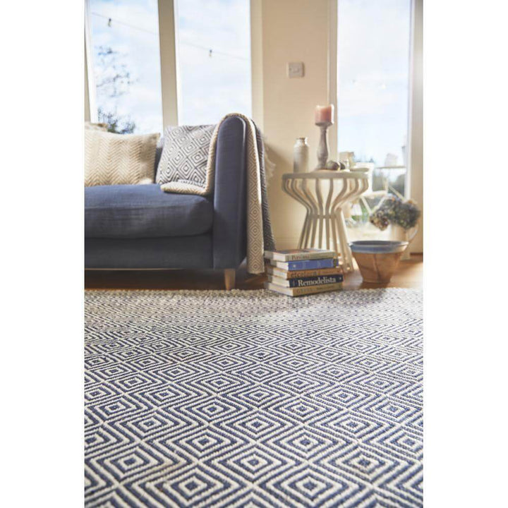 Diamond Navy Hand-woven Rug | Eco-Friendly Luxury | The Rugs