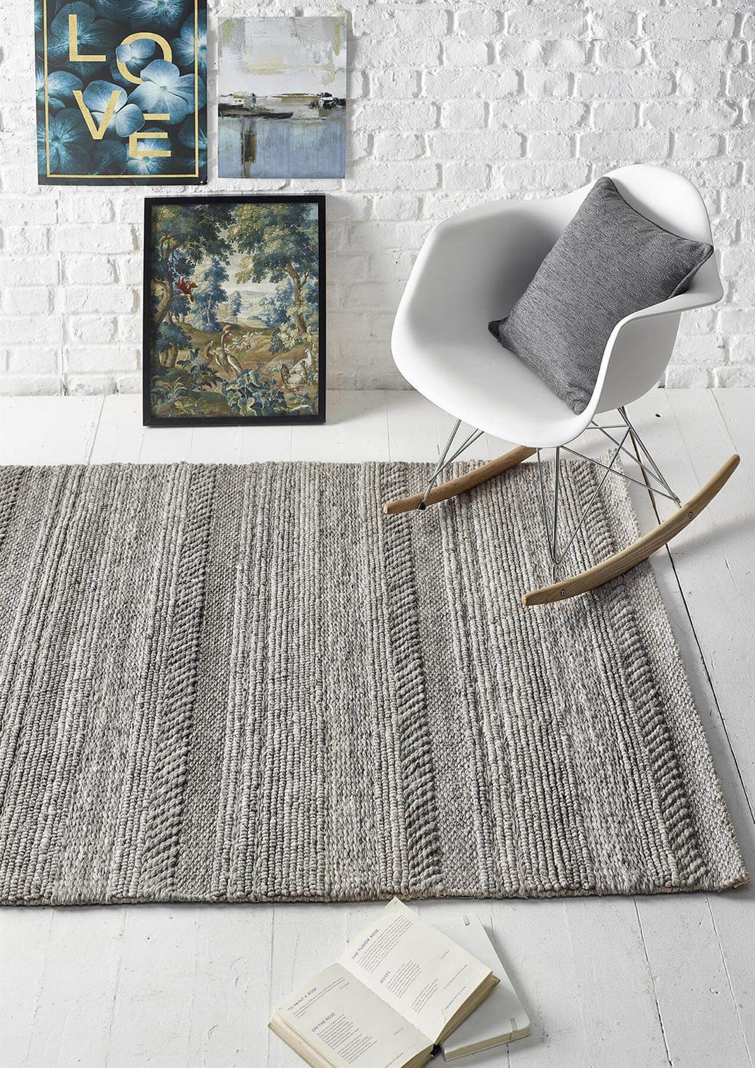 Chunky Natural Grey Knitted Rug | Handwoven Luxury |The Rugs