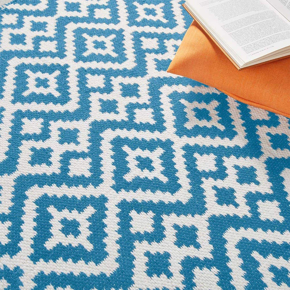 Aztec Blue Outdoor Rug | Durable & Stylish | The Rugs