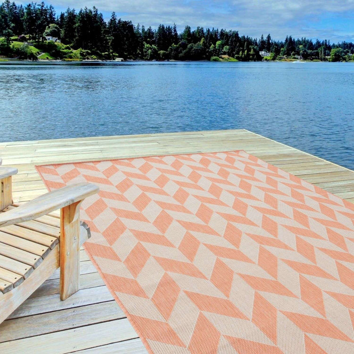 Orange Chevron Outdoor Rug for Garden | Shop Versatile Decor