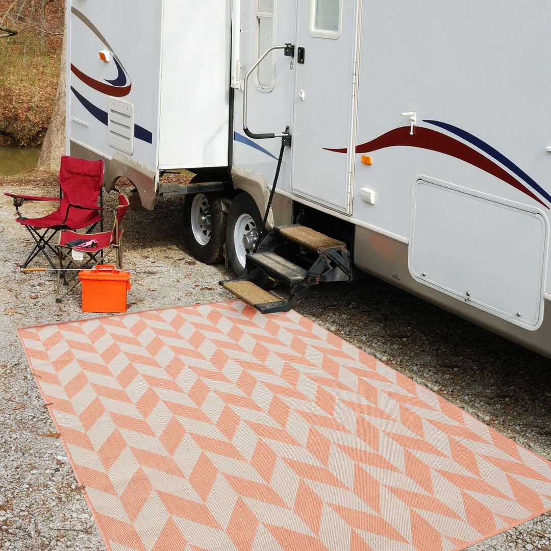 Orange Chevron Outdoor Rug for Garden | Shop Versatile Decor