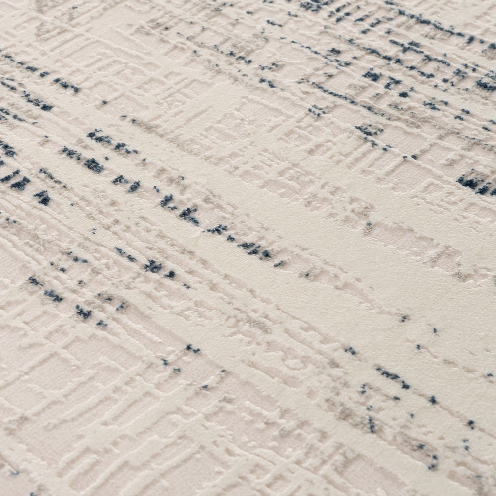 abstract rug, blue-cream colours, anti-allergic, and non-static properties