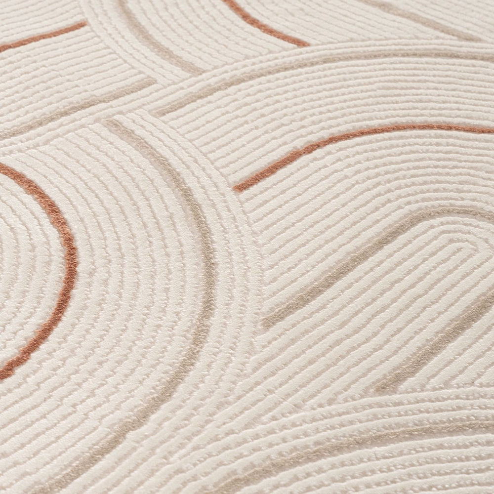 Living Room rug, terra-cream colours, geometric, practicality in mind, the rug is anti-allergic.