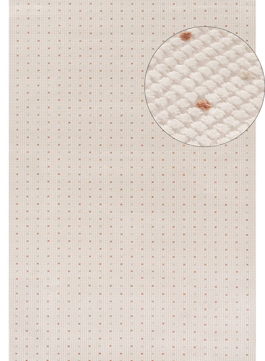 Living Room rug, dots, practicality in mind, the rug is anti-allergic.