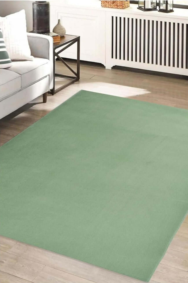 Solid Design Green Living Room Rug | Handcrafted Indoor Rugs