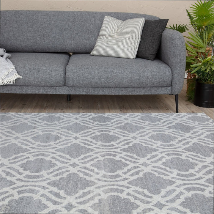 Machine Washable Flatweave Moroccan Rug Grey