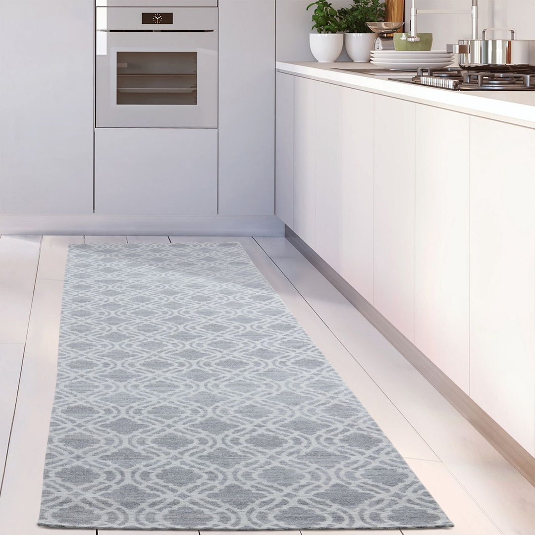 Machine Washable Flatweave Moroccan Rug Grey