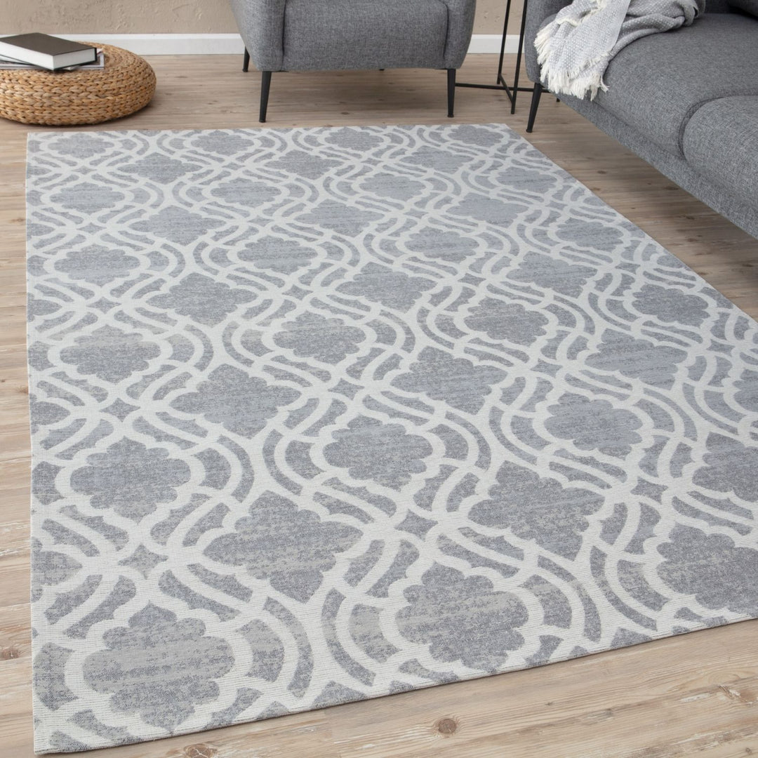 Machine Washable Flatweave Moroccan Rug Grey