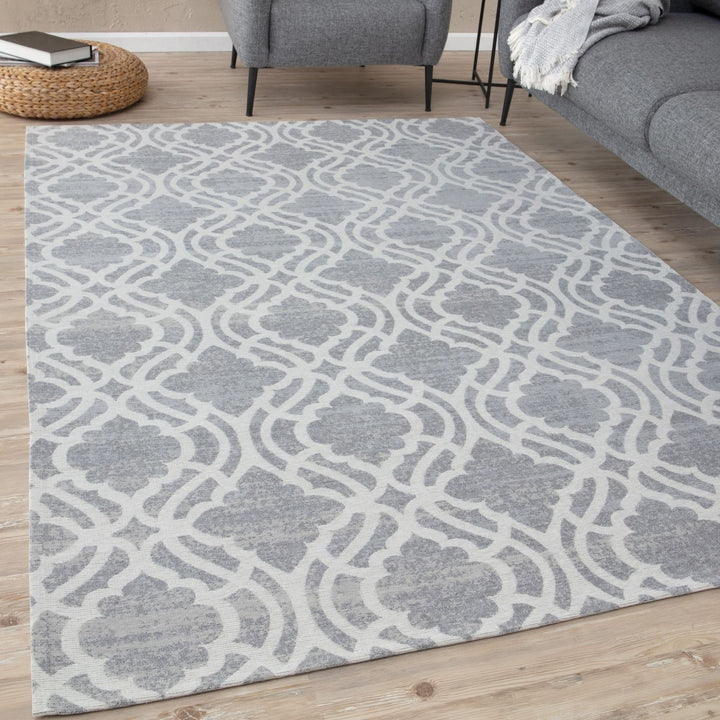 Machine Washable Flatweave Moroccan Rug Grey