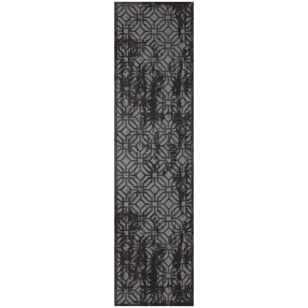 Machine Washable Flatweave Rug Geometric Black