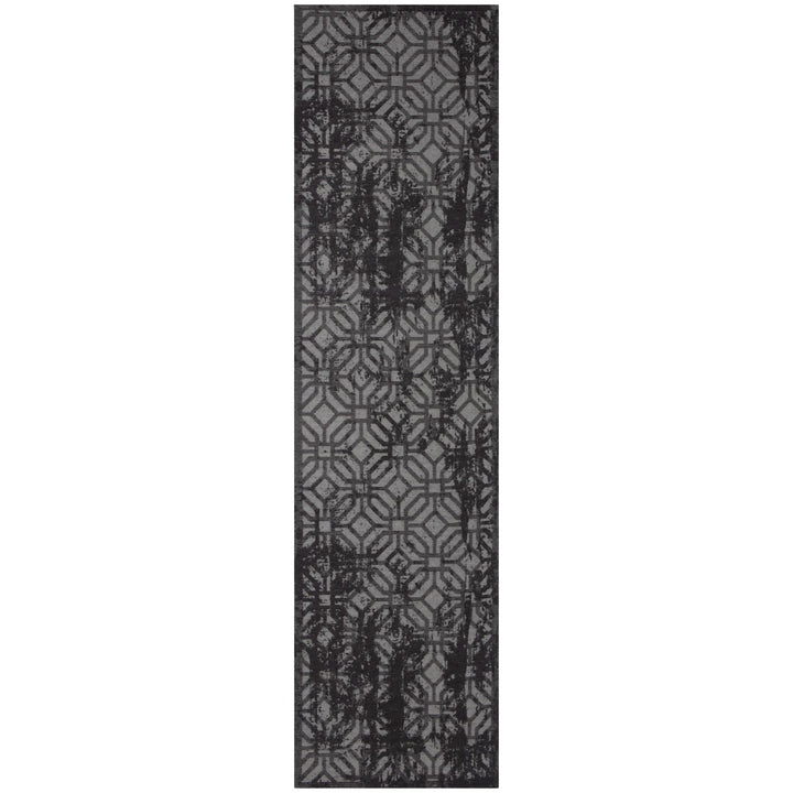 Machine Washable Flatweave Rug Geometric Black