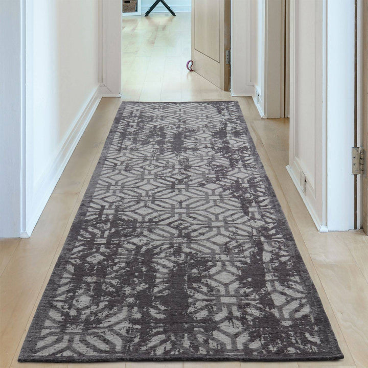 Machine Washable Flatweave Rug Geometric Black