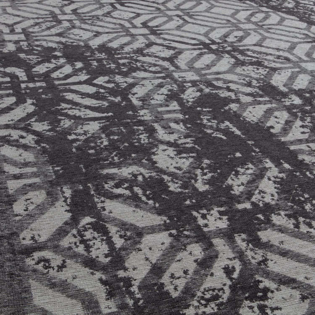 Machine Washable Flatweave Rug Geometric Black