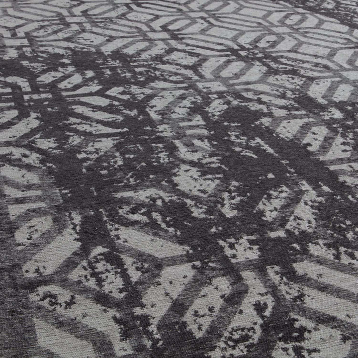 Machine Washable Flatweave Rug Geometric Black