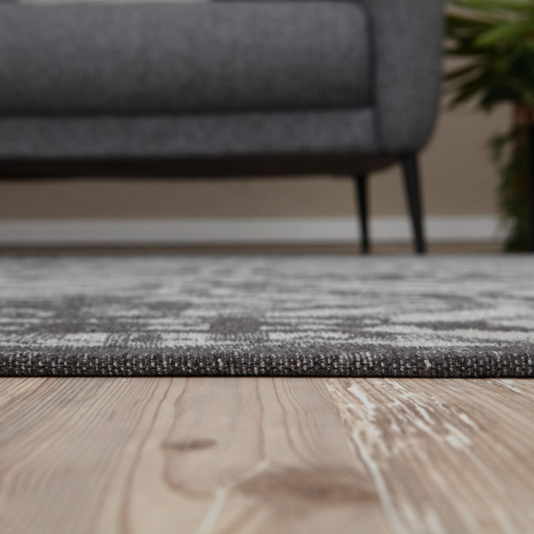 Machine Washable Flatweave Rug Geometric Black