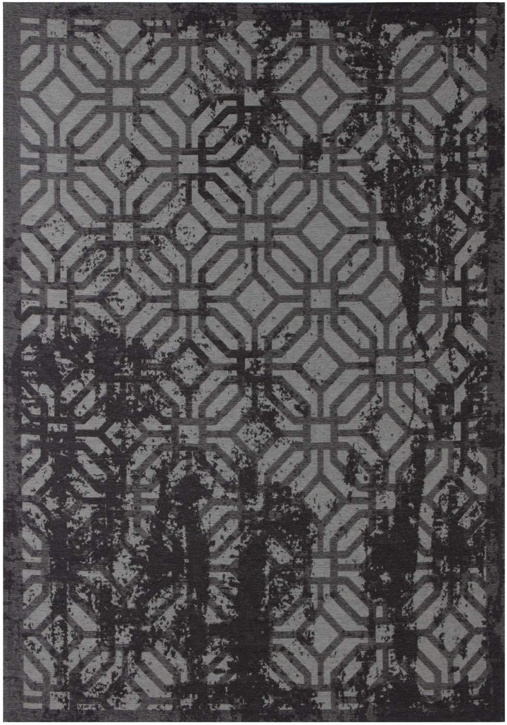 Machine Washable Flatweave Rug Geometric Black