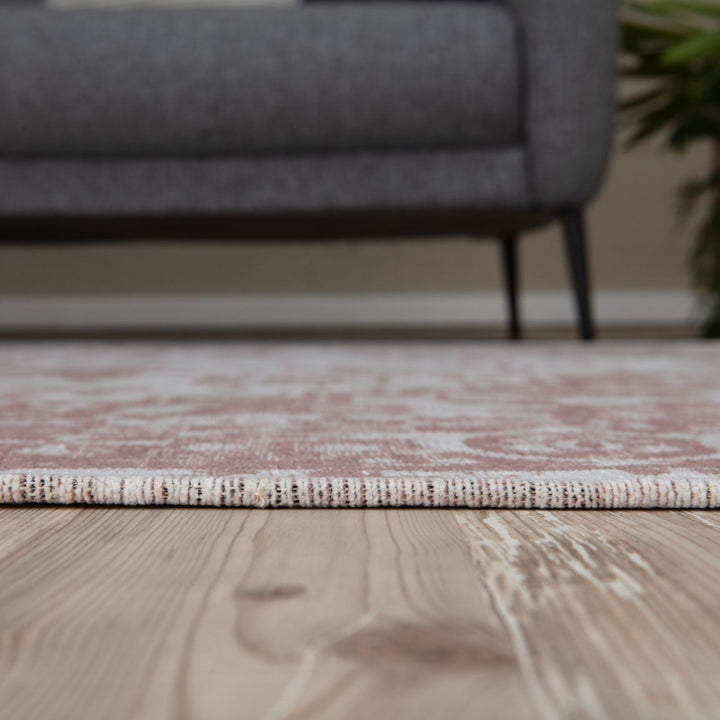 Machine Washable Flatweave Rug Oriental in Pink