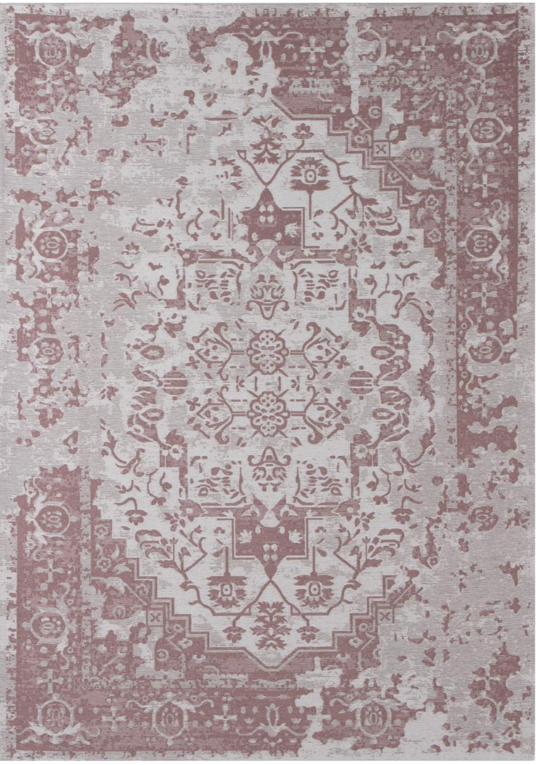 Machine Washable Flatweave Rug Oriental in Pink