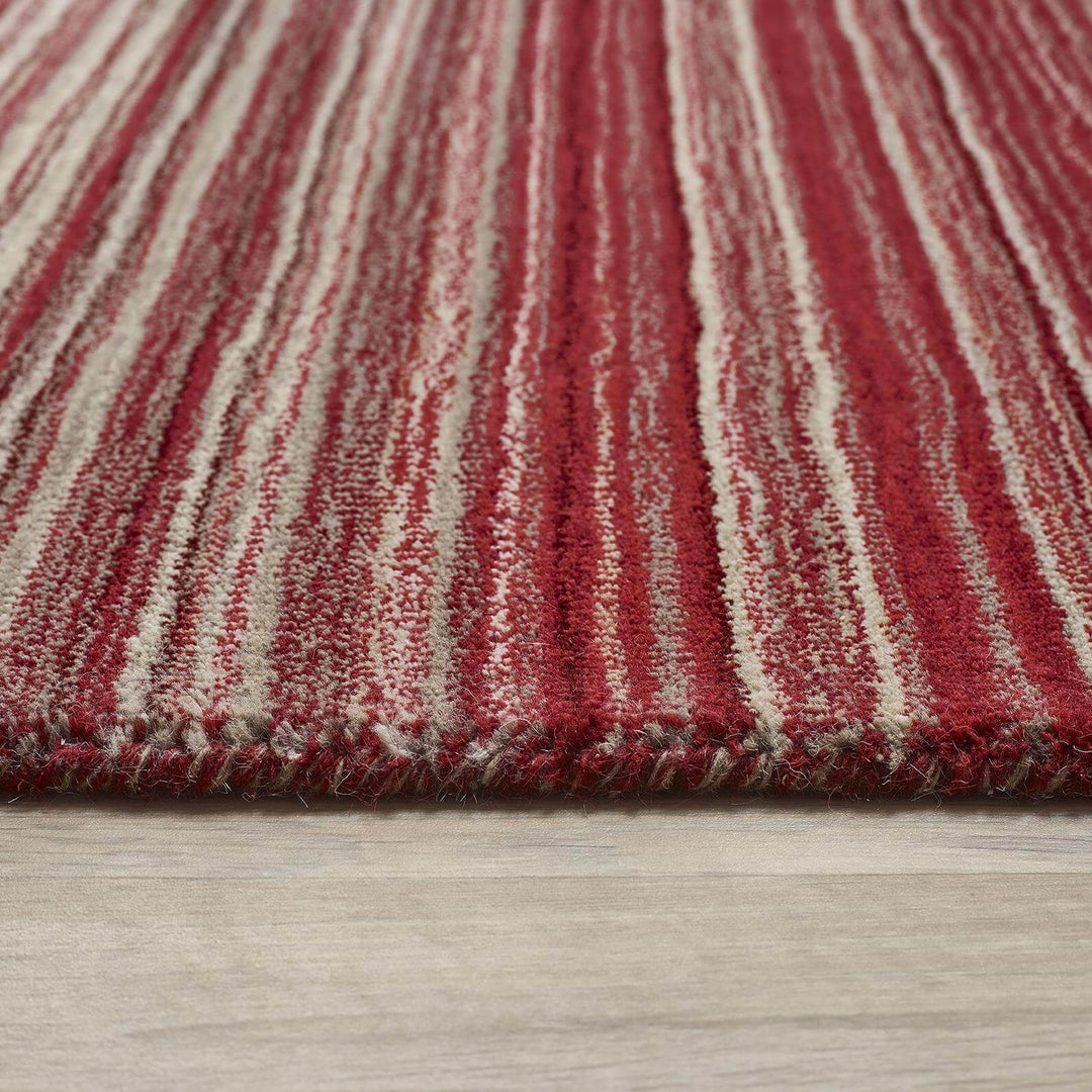 Fine Stripes Red Wool Rug | Sustainable & Stain Resistant