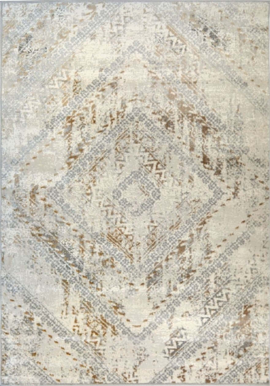 Vintage Design Living Room Rug in Cream & Ochre – The Rugs