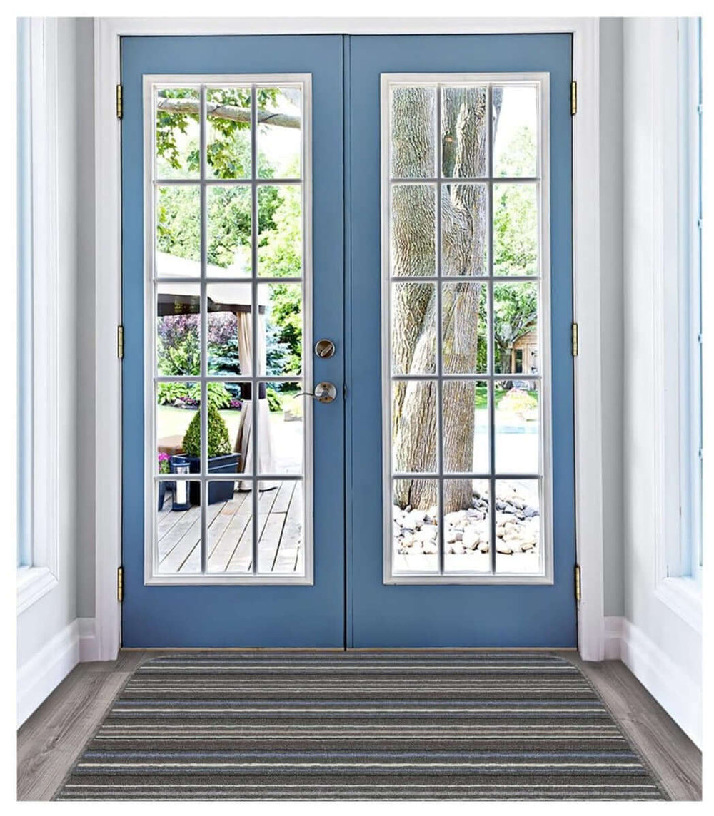 Stockholm Lead/Light Blue Washable Mat - Stylish & Practical